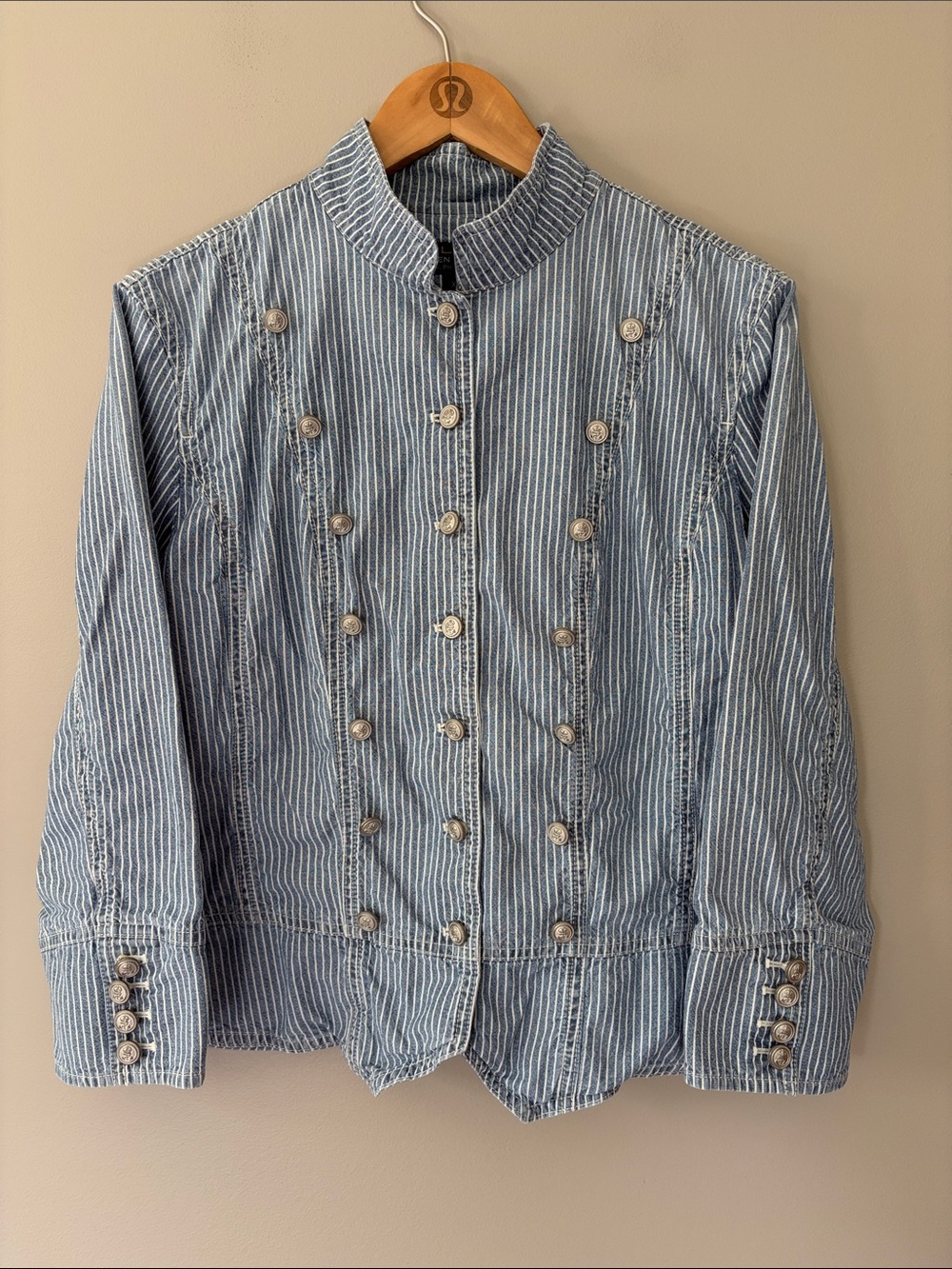Vintage Lauren Jeans Co Ralph Lauren LRL Railroad Stripe Military Jacket Size XL